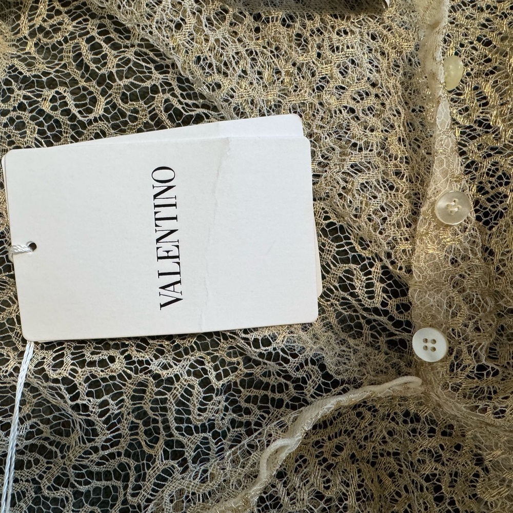 Valentino Silk Gold Lace Maxi Dress - Picture 9 of 10